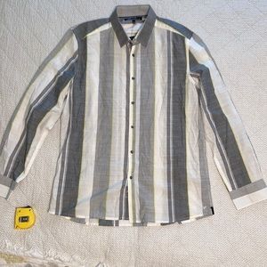 Kenneth Cole stripe and button-down dress shirt size large